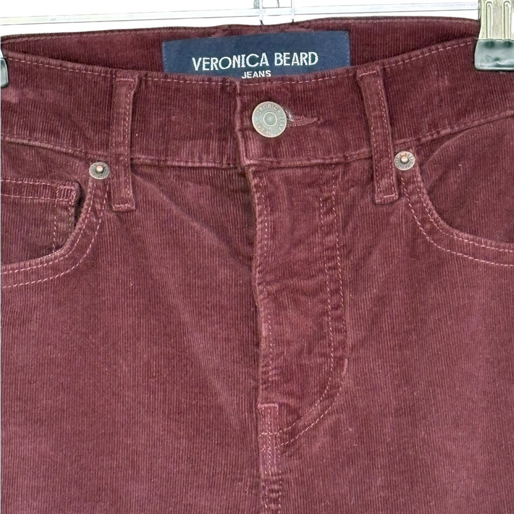 New Veronica Beard Burgundy Corduroy Carson Ankle Flare Jeans Sz 25 Please Read - Picture 3 of 8
